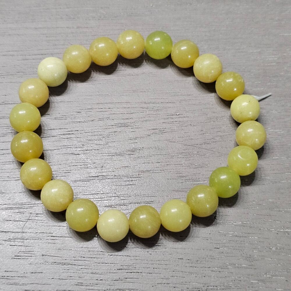 Lemon Yellow Bead Stretch Bracelet - 8mm Stacking Bracelet